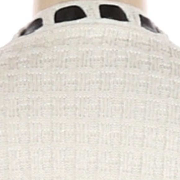 🦓 Stunning White & Silver Metallic Cardigan with Black Satin Ribbon Trim - M - Picture 6 of 8